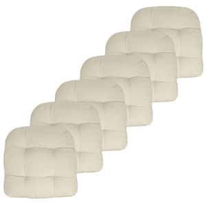 19 in. x 19 in. x 5 in. Solid Tufted Indoor/Outdoor Chair Cushion U-Shaped in Cream (6-Pack)