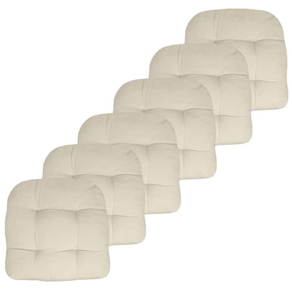 Sweet Home Collection 19 in. x 19 in. x 5 in. Solid Tufted Indoor/Outdoor Chair Cushion U-Shaped in Cream (6-Pack)