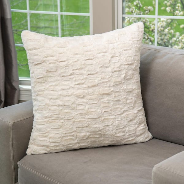HGTV Art Deco Brushed Faux Fur Pillow Snowbound 26 in. x 26 in.