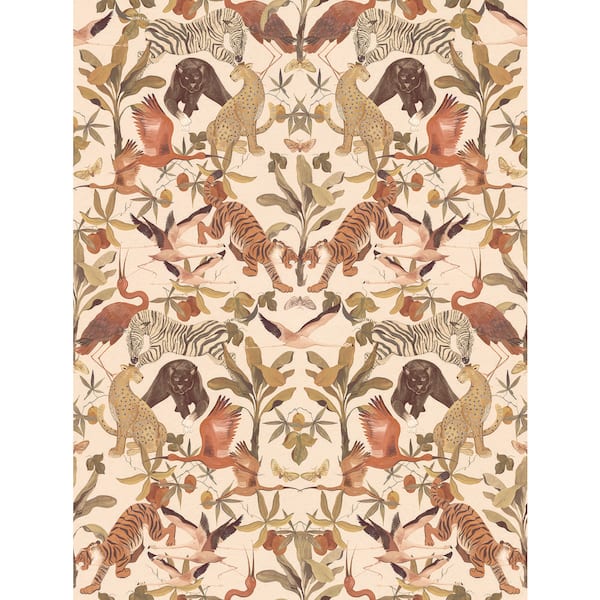Cream Magic Animals Print Non Woven Non-Pasted Textured Wallpaper 68 sq. ft.