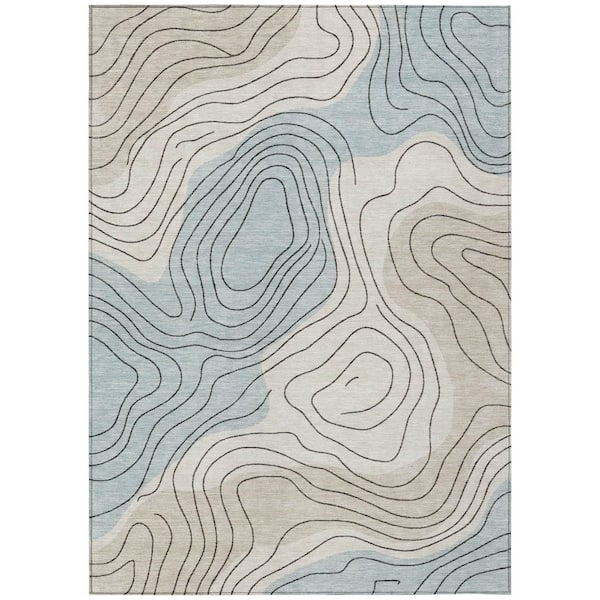 Chantille Machine Washable Indoor/Outdoor Abstract ACN3016 Sky 3 ft. x 5 ft. Area Rug