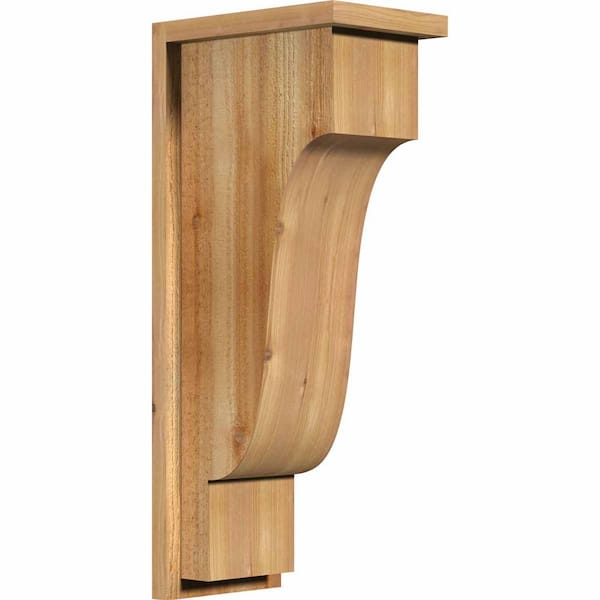 Ekena Millwork 8 in. x 12 in. x 28 in. Newport Rough Sawn Western Red Cedar Corbel with Backplate