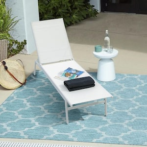 Steel Stackable Sling Outdoor Chaise Lounge in White