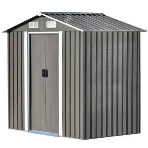 6 ft. W x 4 ft. D Gray Metal Storage Shed with Lockable Door Vents and Foundation for Backyard, Lawn, Garden 23 sq. ft.