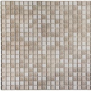 3D Falkirk Retro 10/1000 in. x 38 in. x 19 in. Brown Beige Faux Distressed Squares Mosaic PVC Wall Panel