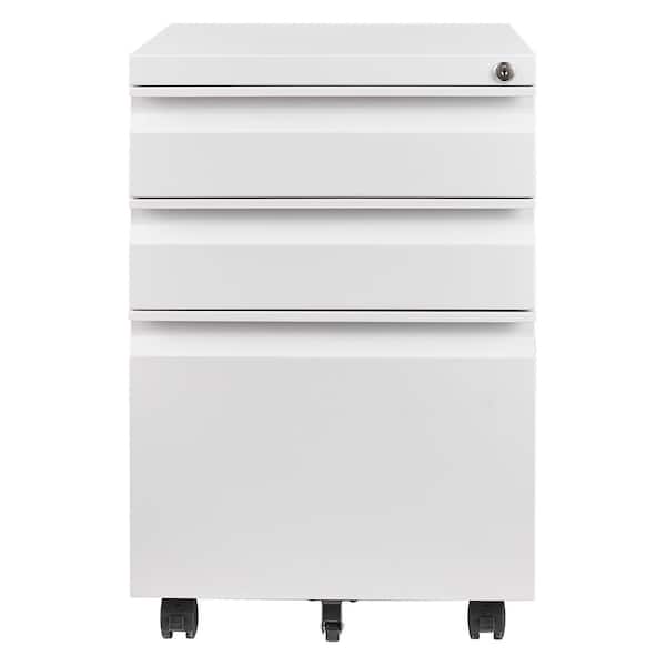 3Drawer White Mobile File AM914C95 The Home Depot