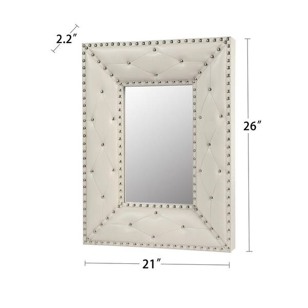 Nestfair White 21 in. W x 26 in. H Rectangle Framed Wall Mirror