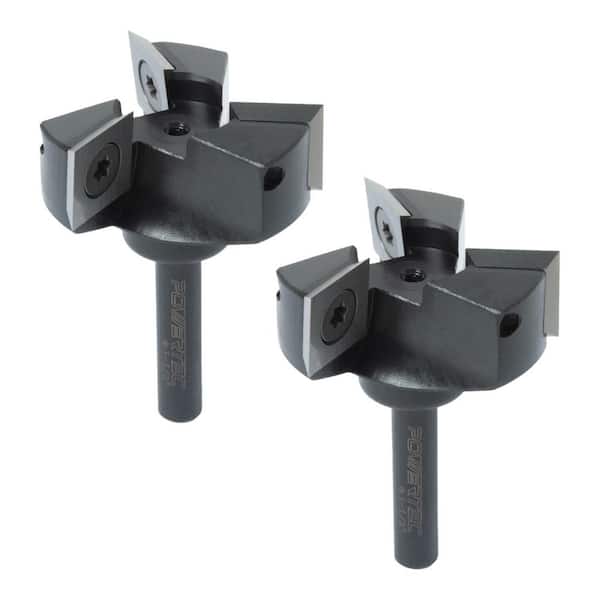 Slab Flattening Router Bit-3-Wing Carbide Inserts with 1/4 in. Shank, 1-1/2 in. Cutting Diameter (2-Pack)