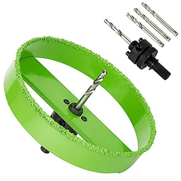 6 in. Carbide Hole Saw with Arbor for Recessed Lights Cutting Plaster Drywall Ceiling Sheetrock 2X Faster Green