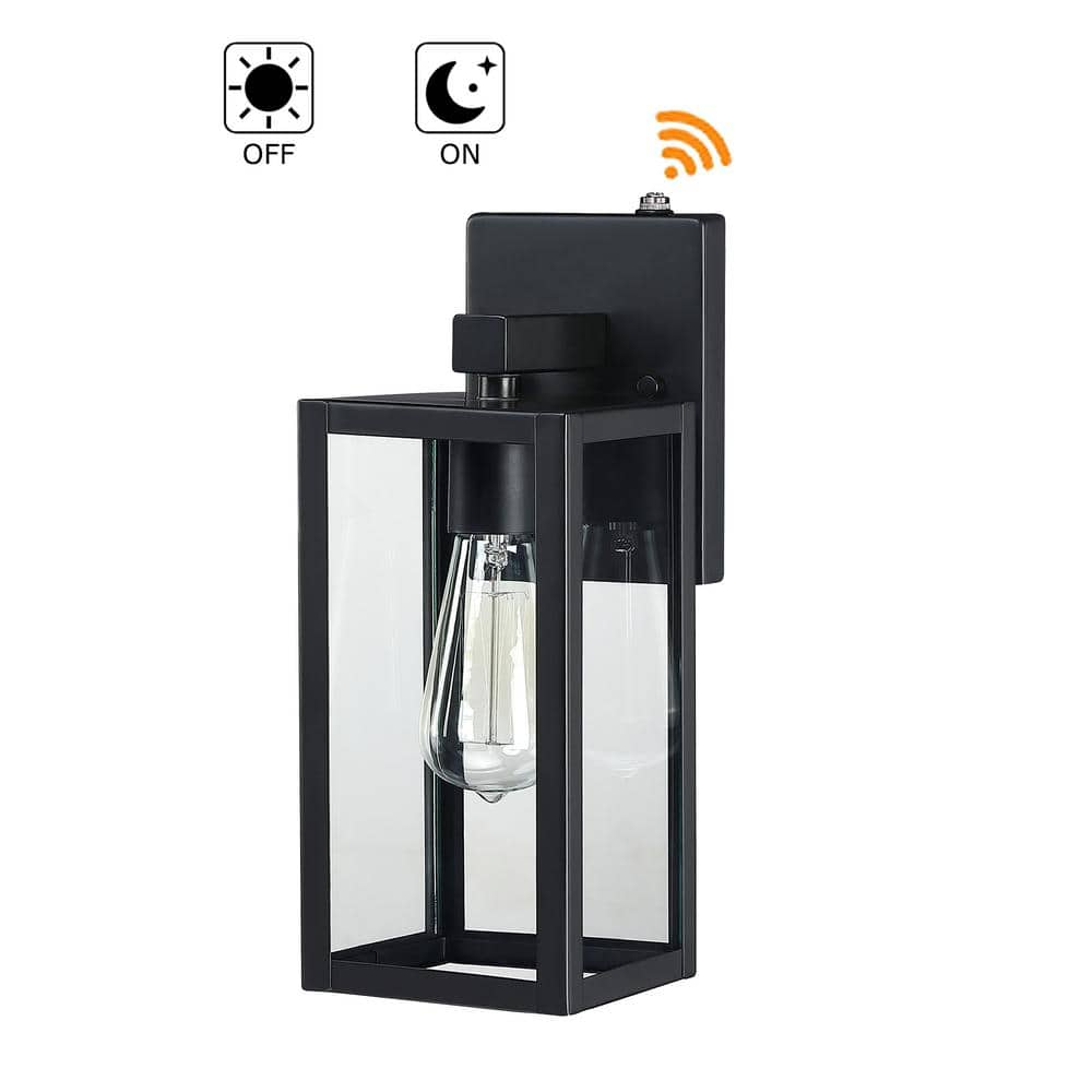 Hukoro Martin 13 in. 1-Light Matte Black Hardwired Outdoor Wall Lantern ...