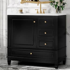 Ziyudura 36 in. Single Sink Freestanding Blue Bath Vanity with