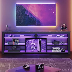 71 in. Black Marble Color TV Stand FIts TV's Up to 75 in. LED Entertainment Center with Adjustable Shelve and Cabinet