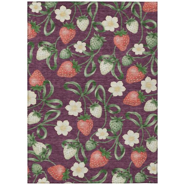 Chantille Machine Washable Indoor/Outdoor Abstract ACN2864 Eggplant 5 ft. x 7 ft. 6 in. Area Rug
