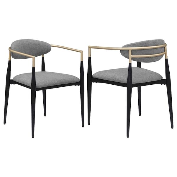 Coaster Alexis Grey Fabric Upholstered Dining Arm Chair Set of 2