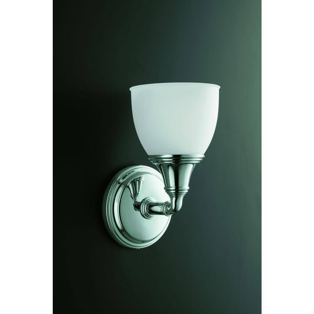 Devonshire Polished Chrome Frosted-Glass Bathroom Wall Sconce