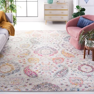 Madison Grey/Gold 7 ft. x 7 ft. Medallion Floral Square Area Rug