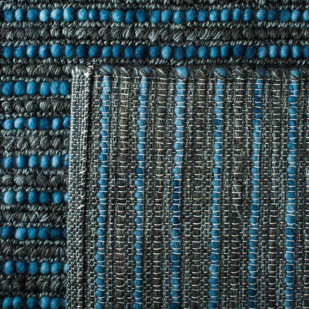 Hand-knotted Dark Blue and Multicolor Wool Runner Rug
