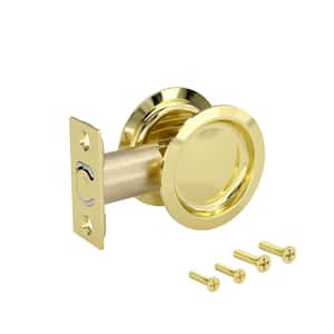 2-7/16 in. (62 mm) Bright Brass Round Passage Pocket Door Pull