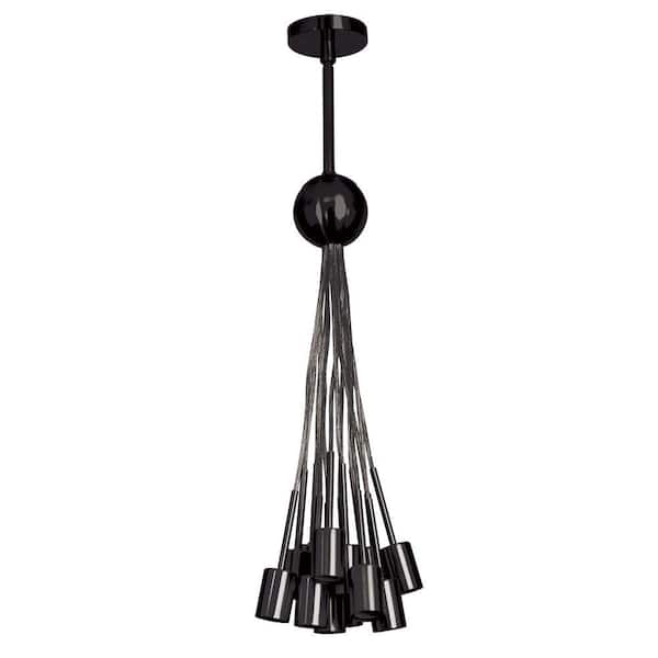 Radionic Hi Tech Industrial Chic 13-Light Matte Black Cluster Pendant