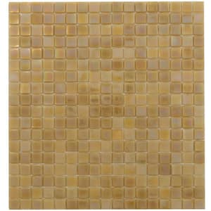 Skosh 11.6 in. x 11.6 in. Glossy Ecru Beige Glass Mosaic Wall and Floor Tile (18.69 sq. ft./case) (20-pack)