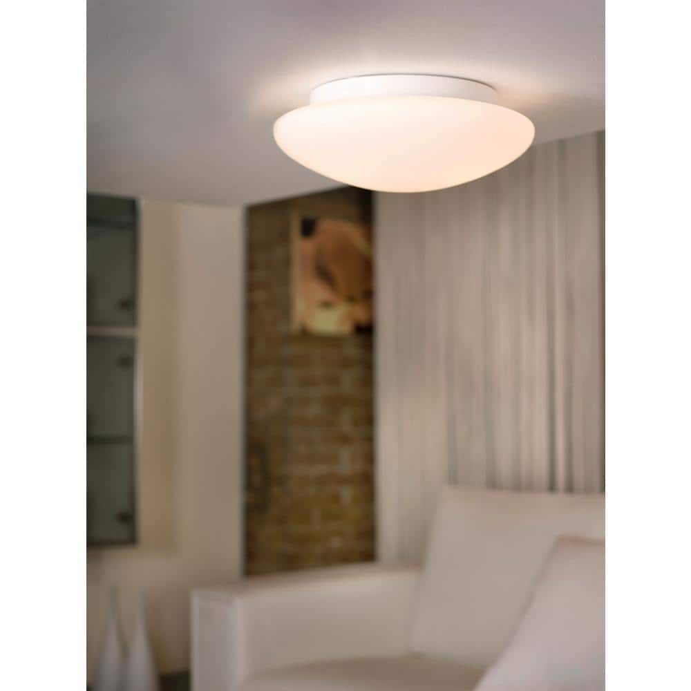Contemporary White Opal Glass 17.75" Semi-Flush Ceiling Light