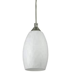 60-Watt Equivalence Integrated LED Dimmable Brushed Nickel Pendant with Decorative Juneau Glass Shade, Warm White 3000K