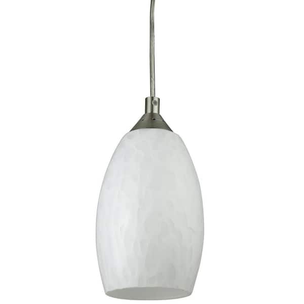 Sunlite 60-Watt Equivalence Integrated LED Dimmable Brushed Nickel Pendant with Decorative Juneau Glass Shade, Warm White 3000K