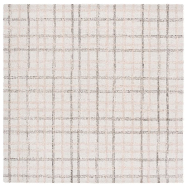 SAFAVIEH Ebony 6 ft. x 6 ft. Beige/Ivory Geometric Lattice Square Area Rug