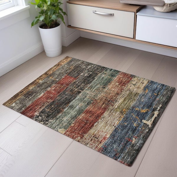 Mayfield Premium Machine Washable Abstract AMF1198 Fern 2 ft. x 3 ft. Area Rug
