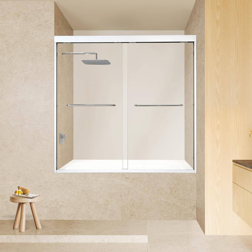 Ennis 60" Polished Chrome Framed Tub Door with Clear Glass