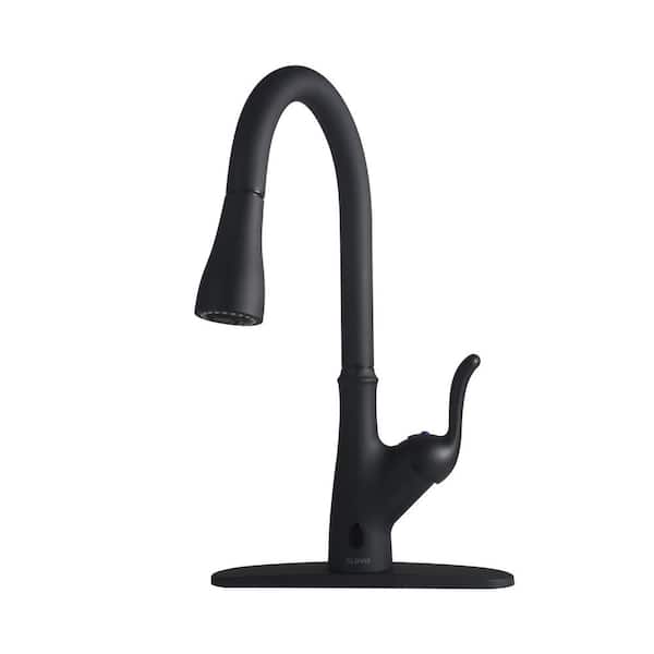 Flynama Pull Down Touchless Single Handle Kitchen Faucet in Matte Black