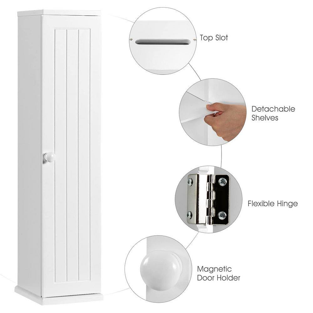 White Slim MDF Bathroom Storage Cabinet with Shelves