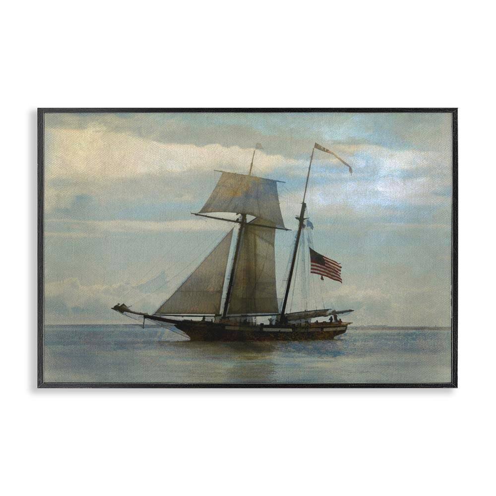 Classic Ship with Flag by Graffi*tee Studios Black Framed Typography Giclee Art Print 20 in. x 30 in. price history on PriceWatchPro