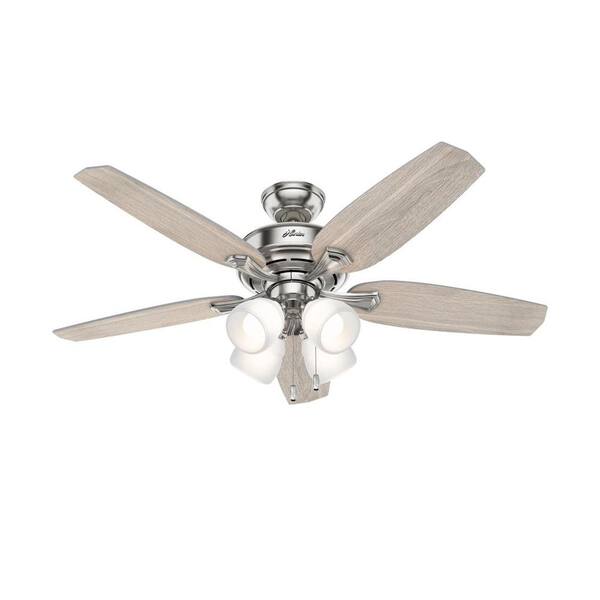 Hunter Fan 52 in Ceiling Fan with Light and LED bulbs in Brushed Nickel 