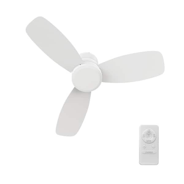 CARRO Osborn 44 in. Indoor White 10-Speed DC Motor Flush Mount Ceiling Fan with Remote Control