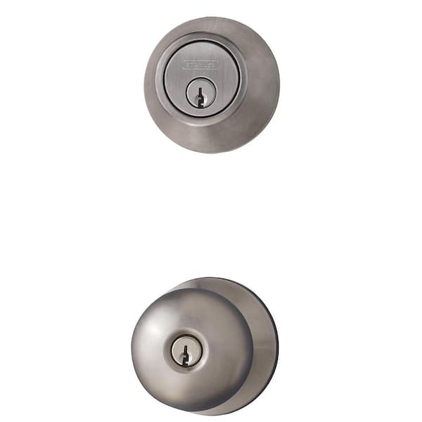 Kwikset Olympus Satin Stainless Steel Keyed Entry Knob and Single Cylinder Deadbolt Combo Pack