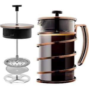 French Press Coffee Maker 1-Cup 27 oz. with Stainless Steel Filter Plunger Spiral Copper FSW27C