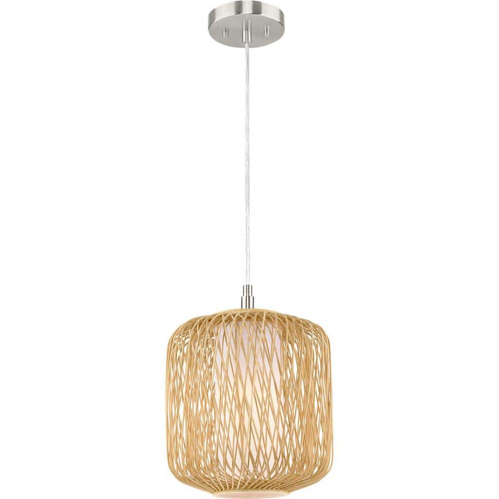 Natural Rattan and Glass Mini Pendant Light