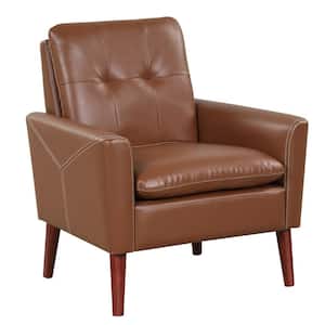 Brown Faux Leather Arm Chair (Set of 1)