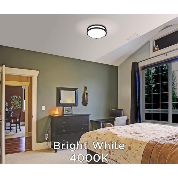 Orbit 15 in. Matte Black Round LED Flush Mount Ceiling Light 1600 Lumens 22W Adjustable CCT 120V Dimmable (4-Pack)