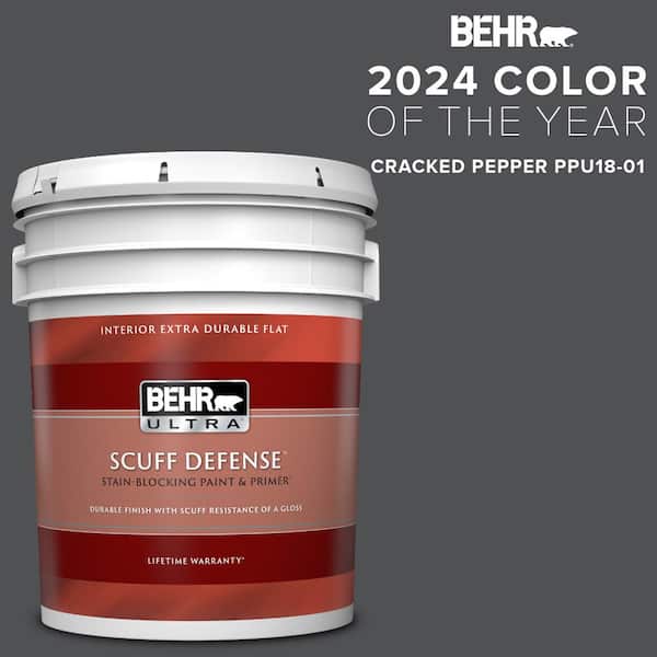BEHR ULTRA 5 gal. #PPU18-01 Cracked Pepper Extra Durable Flat Interior Paint & Primer