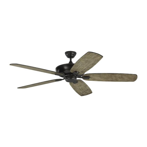 Generation Lighting Colony Super Max 60 in. Transitional Aged Pewter Ceiling Fan with Light Grey Weathered Oak Blades and Pull Chain