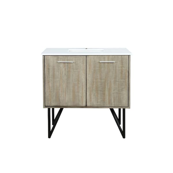 Lancy 36 in W x 20 in D Rustic Acacia Bath Vanity and White Quartz Top