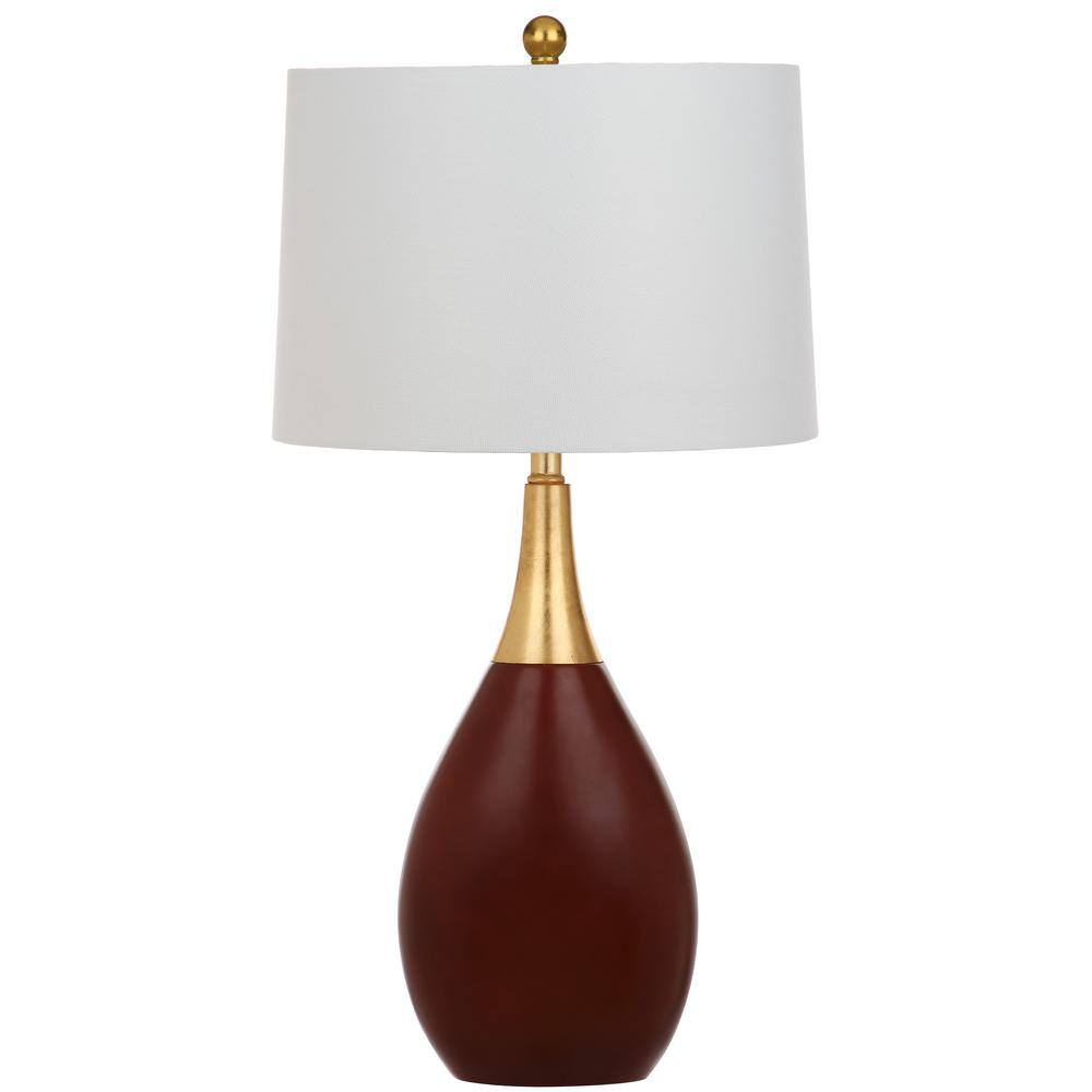 Elegant Gold & Walnut 27.5" Table Lamp Set with Curved Silhouette