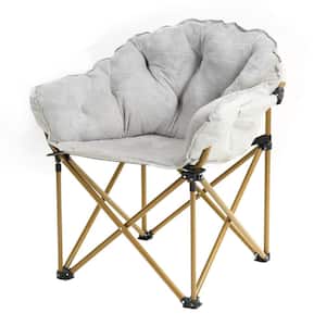 Gray Cotton Faux Fur Saucer Chair