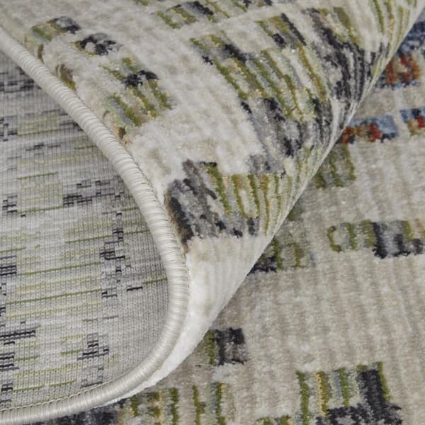 2 X 3 Ivory, Green, Blue Abstract Area Rug