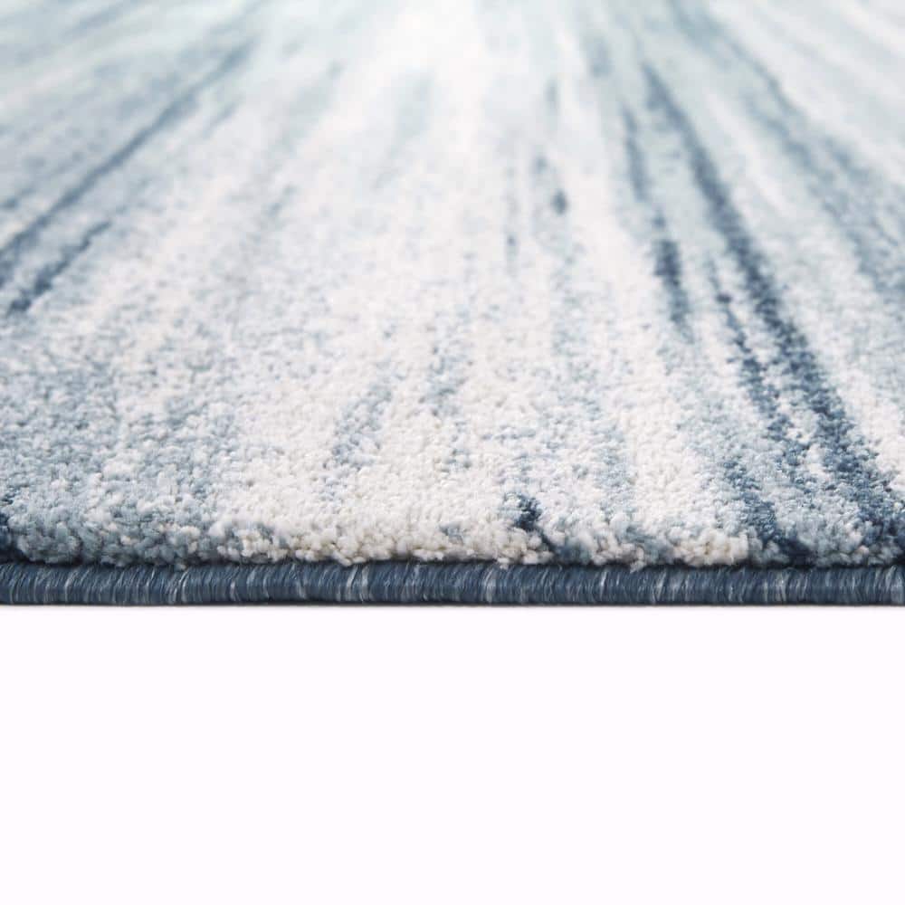 Yelena Blue and White Synthetic Non-slip Rectangular Area Rug
