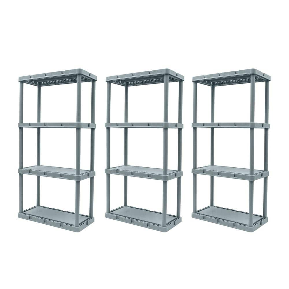 GRACIOUS LIVING 12 in. x 33 in. x 24 in. 3-tier 3 Shelves Resin  Freestanding Garage Storage Shelving Unit, White 91015MAX-IT-1C-128 - The  Home Depot