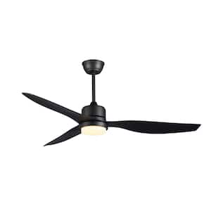 52 in. Integrated LED Light Indoor Black Finished Smart Ceiling Fan with Remote Control And 5 Speed DC Motor