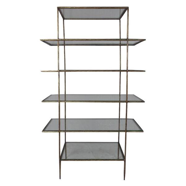 Unbranded 59 in. Gray Metal 6-shelf Accent Bookcase with Open Back